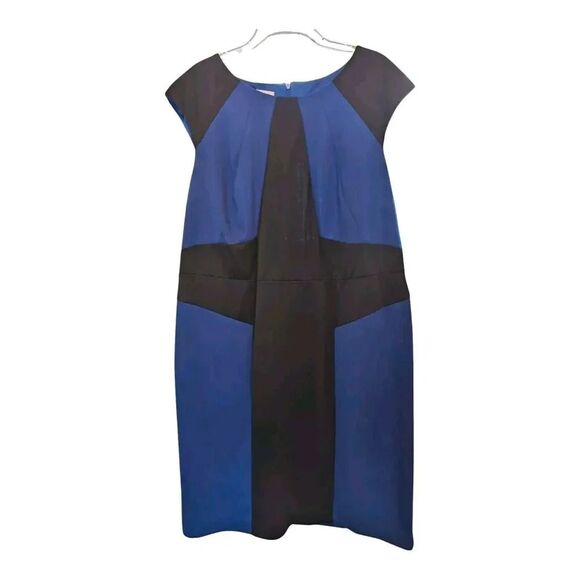 NWT London Time Dress Sleeveless Color Block Size 18W Blue & Black - Picture 1 of 5